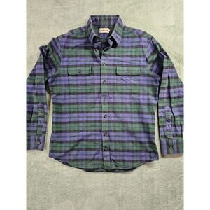 Taylor Stitch Shirt Men XS Blue Green 100% Organic Cotton Flannel Casual Classic